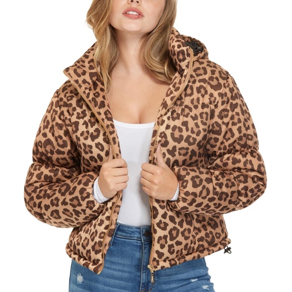 NEW GUESS Koll Cropped Hooded Puffer Jacket